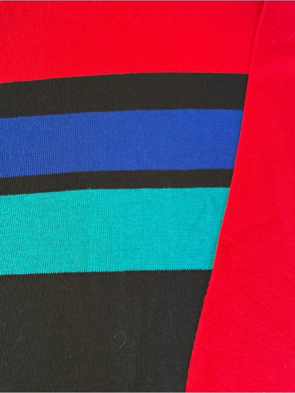 Leslie Fay Red Crewneck Sweater with Black Collar - Picture 4 of 15